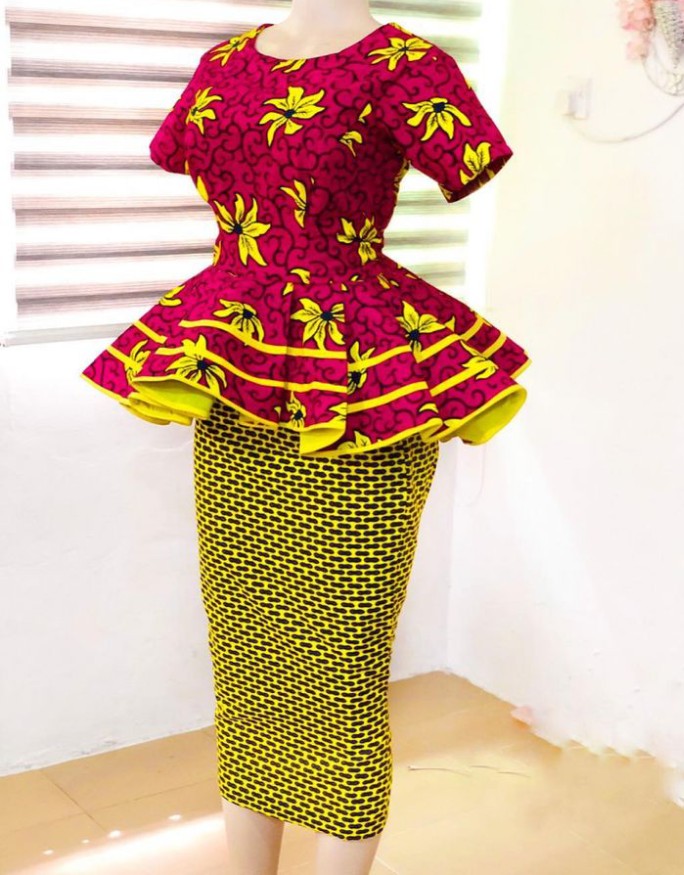 Ankara Peplum Top with Pencil Skirts for Smart Looks.
