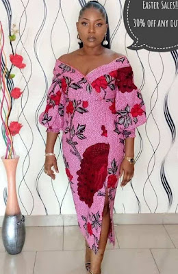 Latest off shoulder Ankara Gown Styles