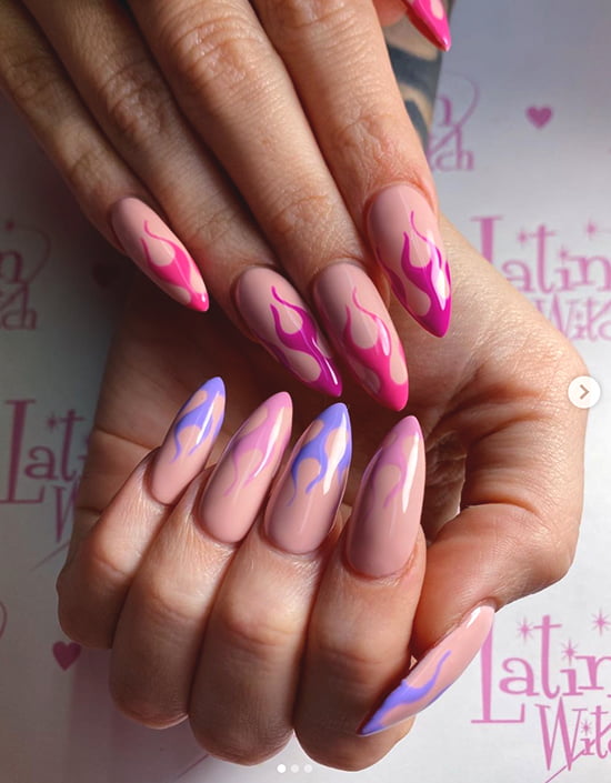 54 The Brightest Spring 2020 Nail Developments That Are SO Well-liked Proper Now 9 flames nail art design idea