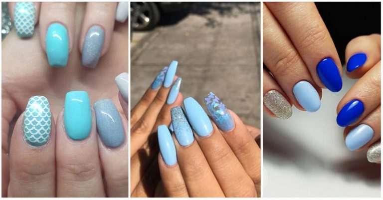 60 Lovely Baby Blue Nail Art Design Ideas For 2023