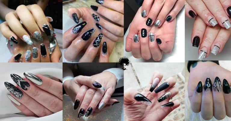 132 IMAGES: Best Black And Silver Nails For Women