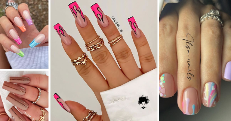 Trendy Winter Nail Colours & Designs : Hot Pink Flame Tip Nails