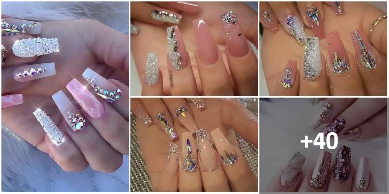 NAILS WITH STRASS AND RHINESTONES ▷ 40 Elegant Ideas 💅