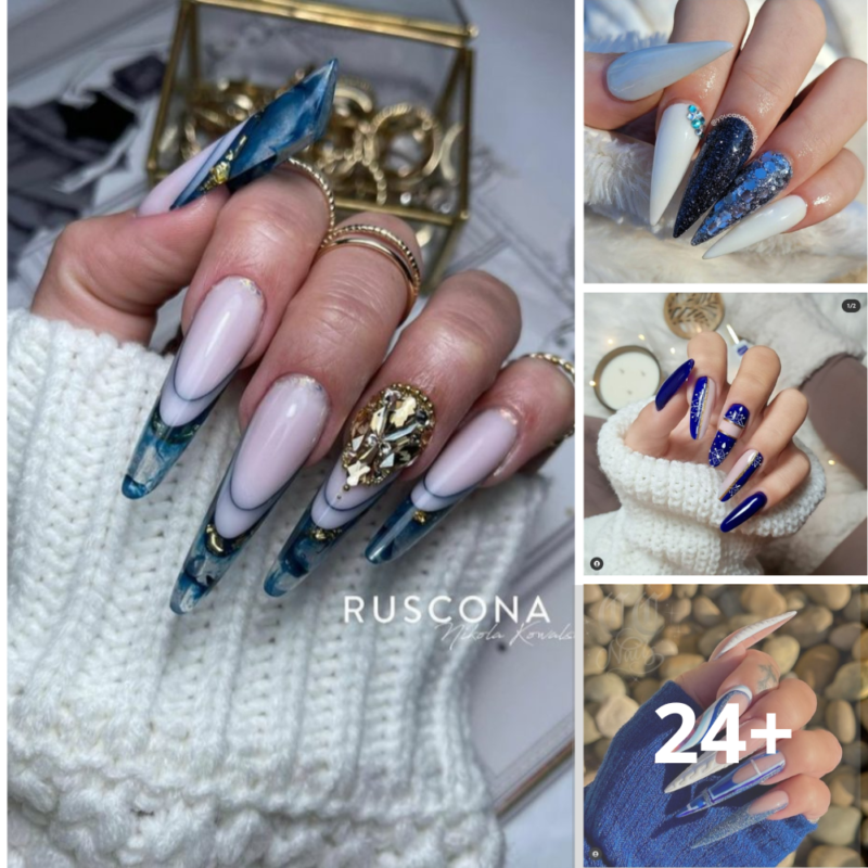 32 Gorgeous Blue Nails For 2024 Holidays