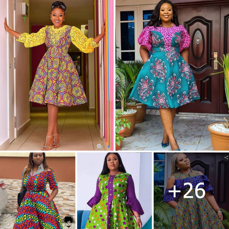 26 PHOTOS:  Ankara Flare Gown Styles