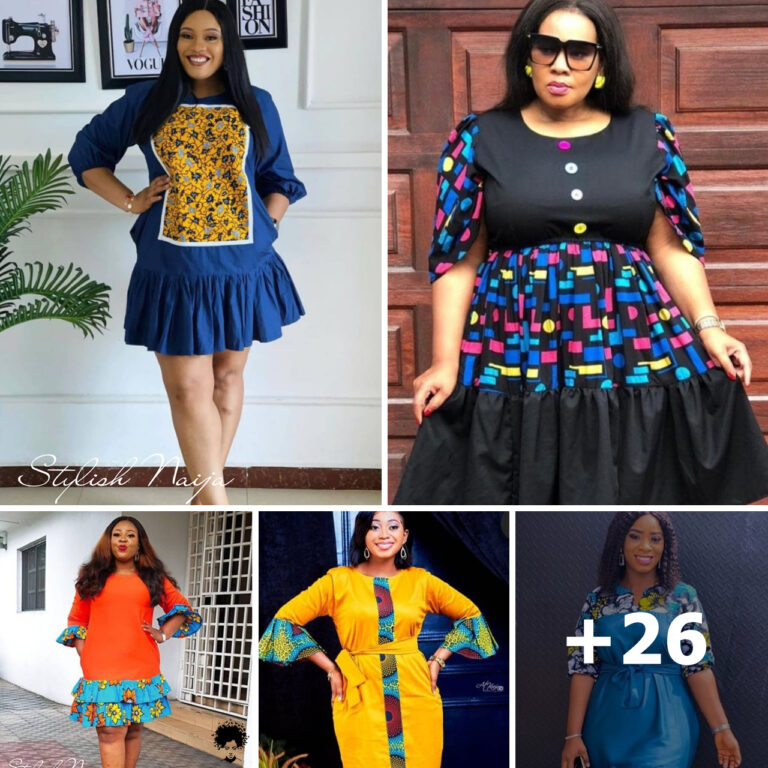 26 PHOTOS: Ankara And Plain Coloured Fabric Combination Styles.