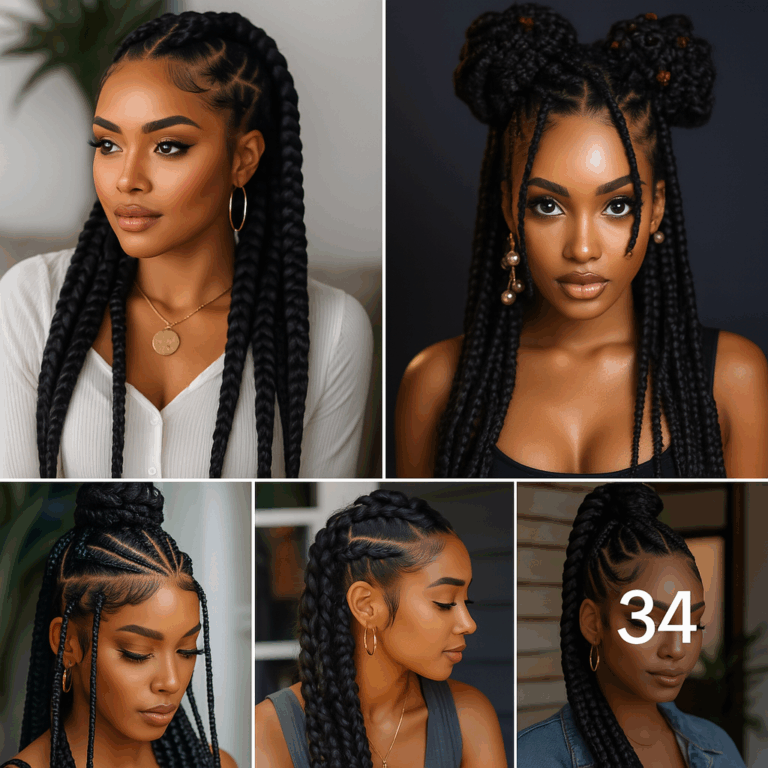 34 PHOTOS: Knotless braids styles + Box braids hairstyles ‎