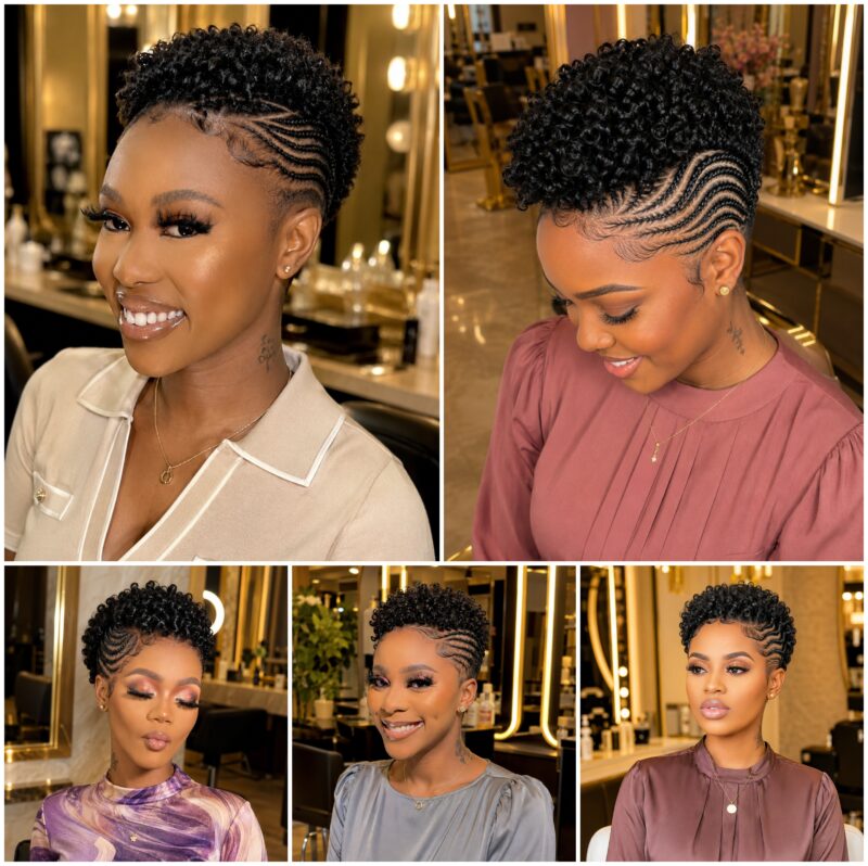 Finger Coil Pixie Cuts with Side Lines