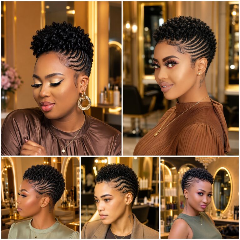 Coily Pixie Fade Cuts with Razor Lines