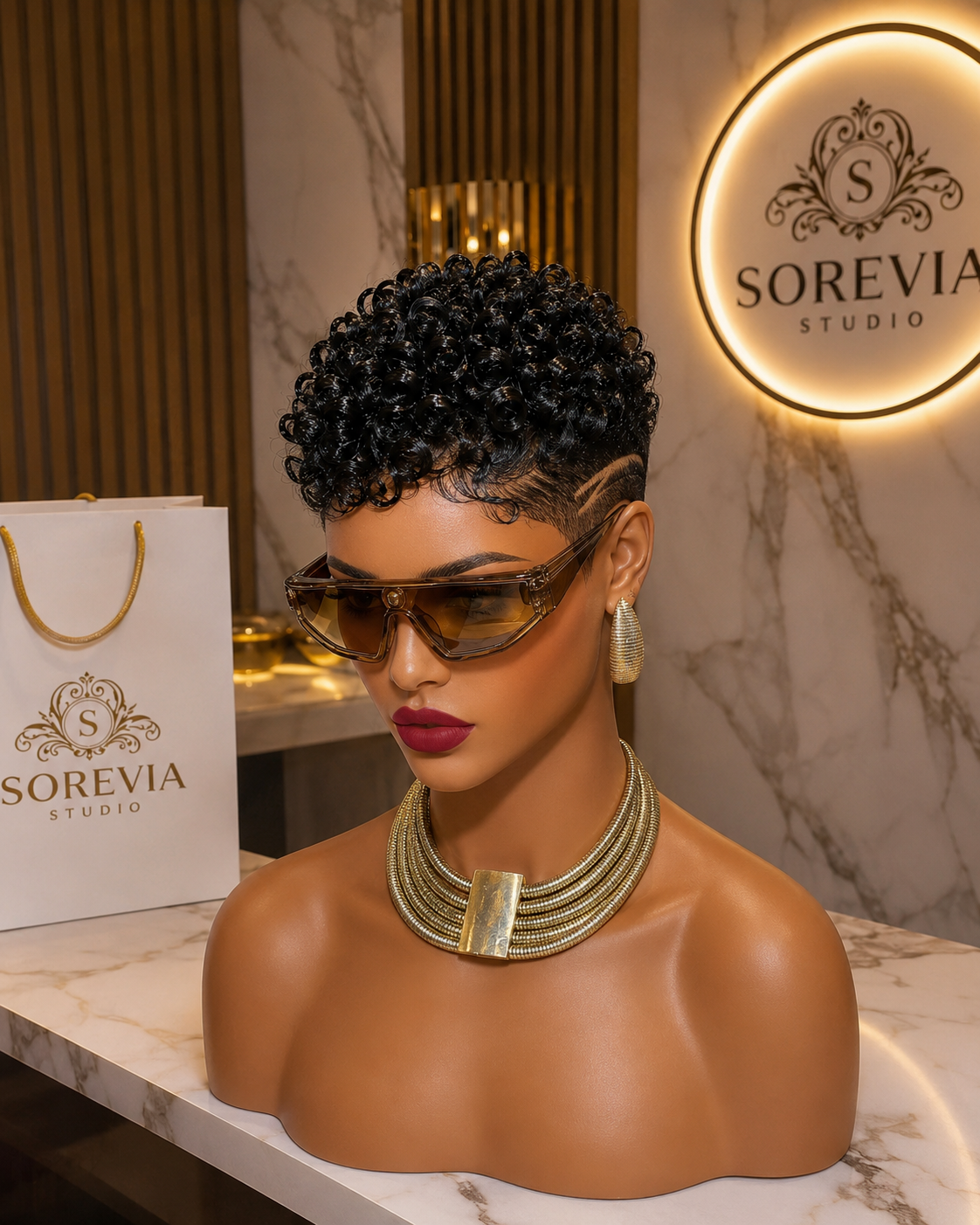 Deep Black Curls and Sharp Dual Razor Lines Define Premium Pixie Craftsmanship #africanprintdesigners