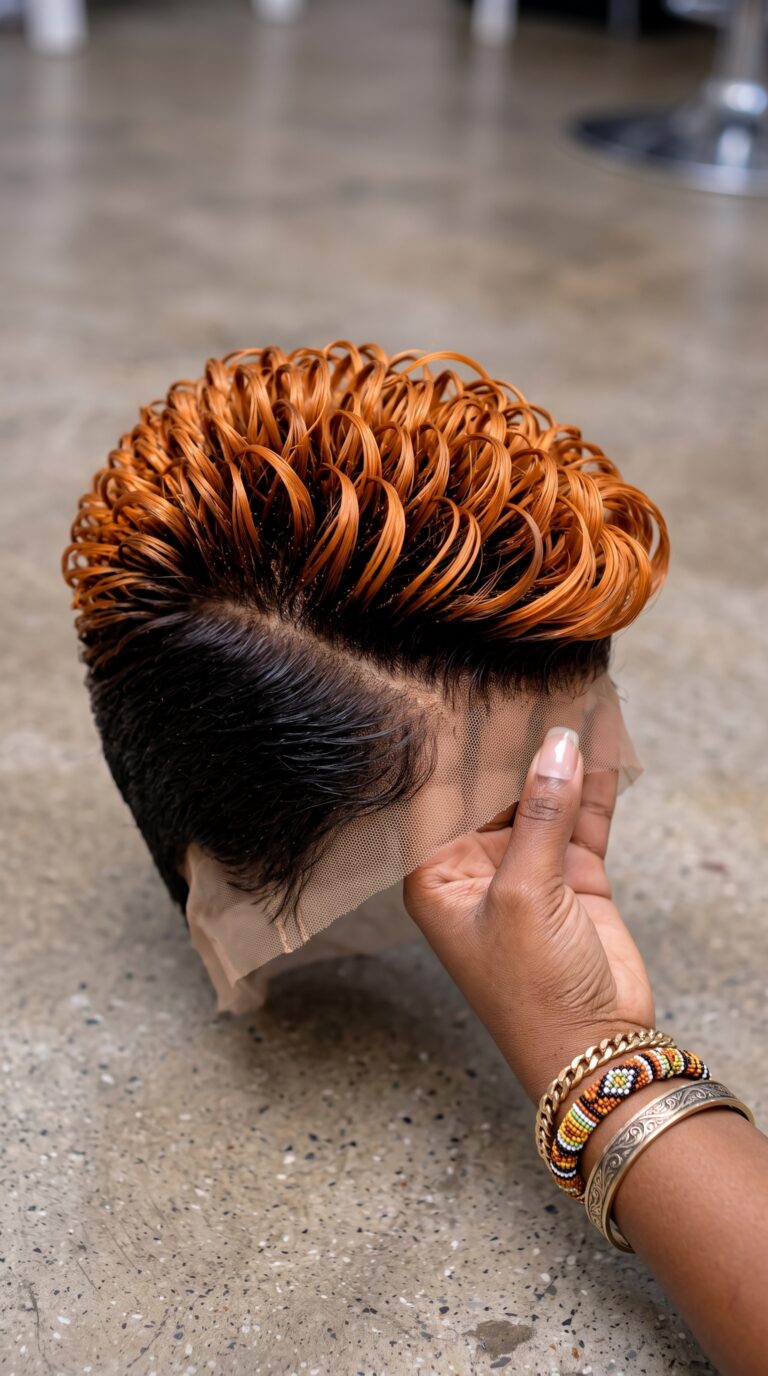 Copper Blonde Pompadour Meets Dark Root Side Swept Fade: Why Deep Side Parting Defines A Sculpted Pixie Wig #realfashionsc