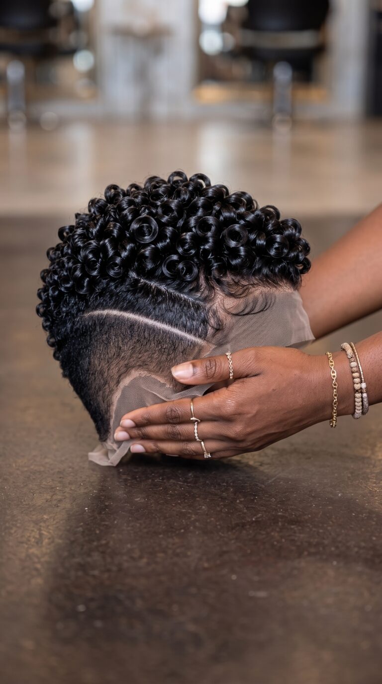 Single Curved Razor Line Meets High-Gloss Crown Spirals: Why Temple Wave S-Curves Frame A Jet Black Pixie Wig #Fashion.Lifestyle.Trends